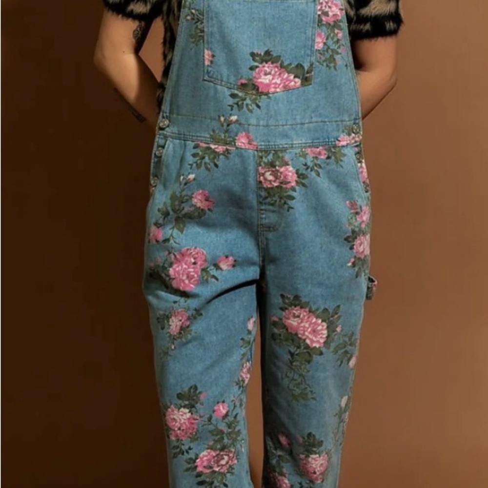 Dressed in Lala- 90s Throwback Floral Denim Boyfriend Overalls